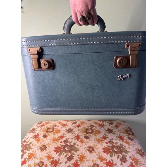Vintage 50's Skyway Tain Case Suit Case Blue Green - Picture 11 of 16